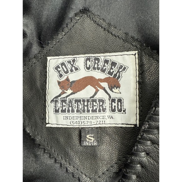 Fox Creek Leather Co Women's Black Fringe Beaded Leather Jacket Size S‎ - Picture 8 of 9